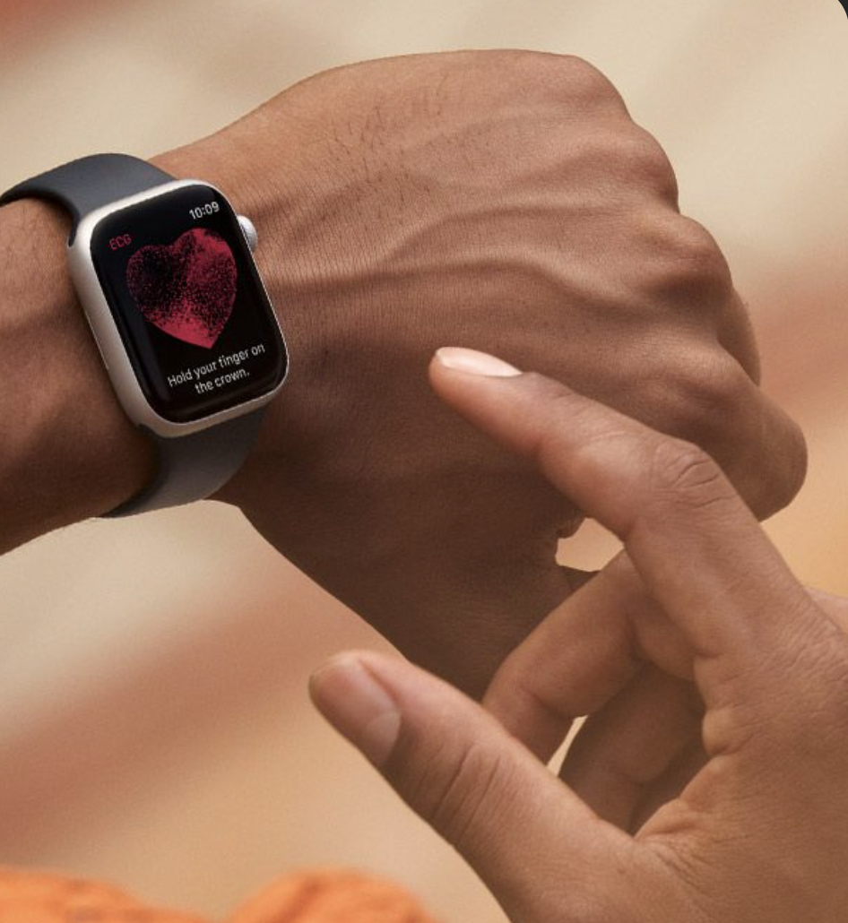 Apple Watch showing a heart-rate reading
